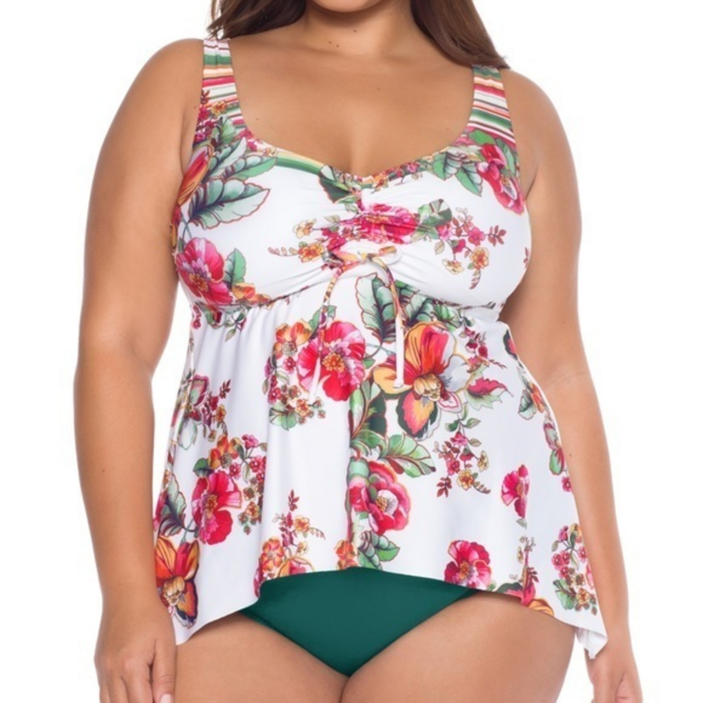 BECCA ETC‎ Emma Plus Size Tankini Swim Top 2x(20-22)